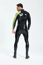 Male Asymmetric Long-Sleeved Tight-fitting Latex Jacket