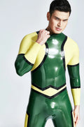 Metallic Green Male 'Ball-Gamer' Back Zipper Latex Catsuit