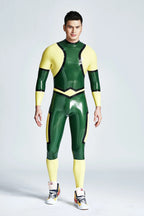 Metallic Green Male 'Ball-Gamer' Back Zipper Latex Catsuit