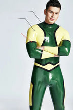 Metallic Green Male 'Ball-Gamer' Back Zipper Latex Catsuit