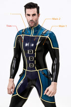 Male Blue Badge Gendarme Style Latex Catsuit