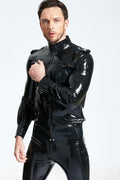 Black Male Bomber Style Latex Jacket