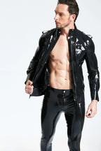 Black Male Bomber Style Latex Jacket