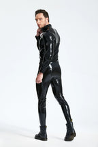 Black Male Bomber Style Latex Jacket