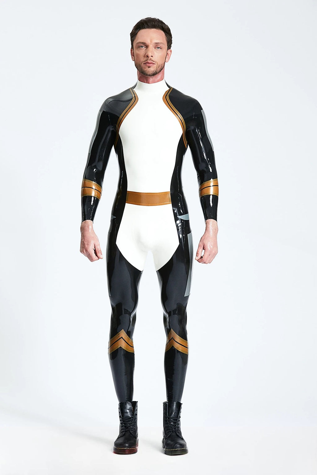 Pure White Male 'Centaurus' Latex Catsuit