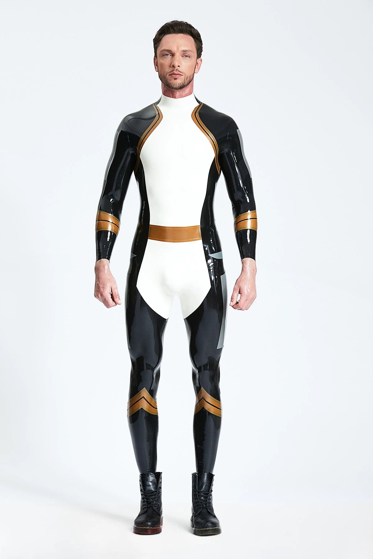 Pure White Male 'Centaurus' Latex Catsuit