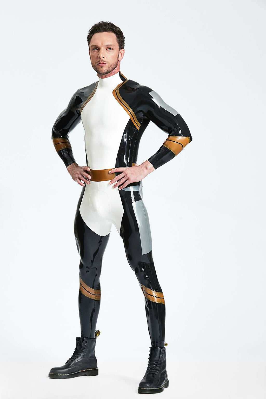 Pure White Male 'Centaurus' Latex Catsuit