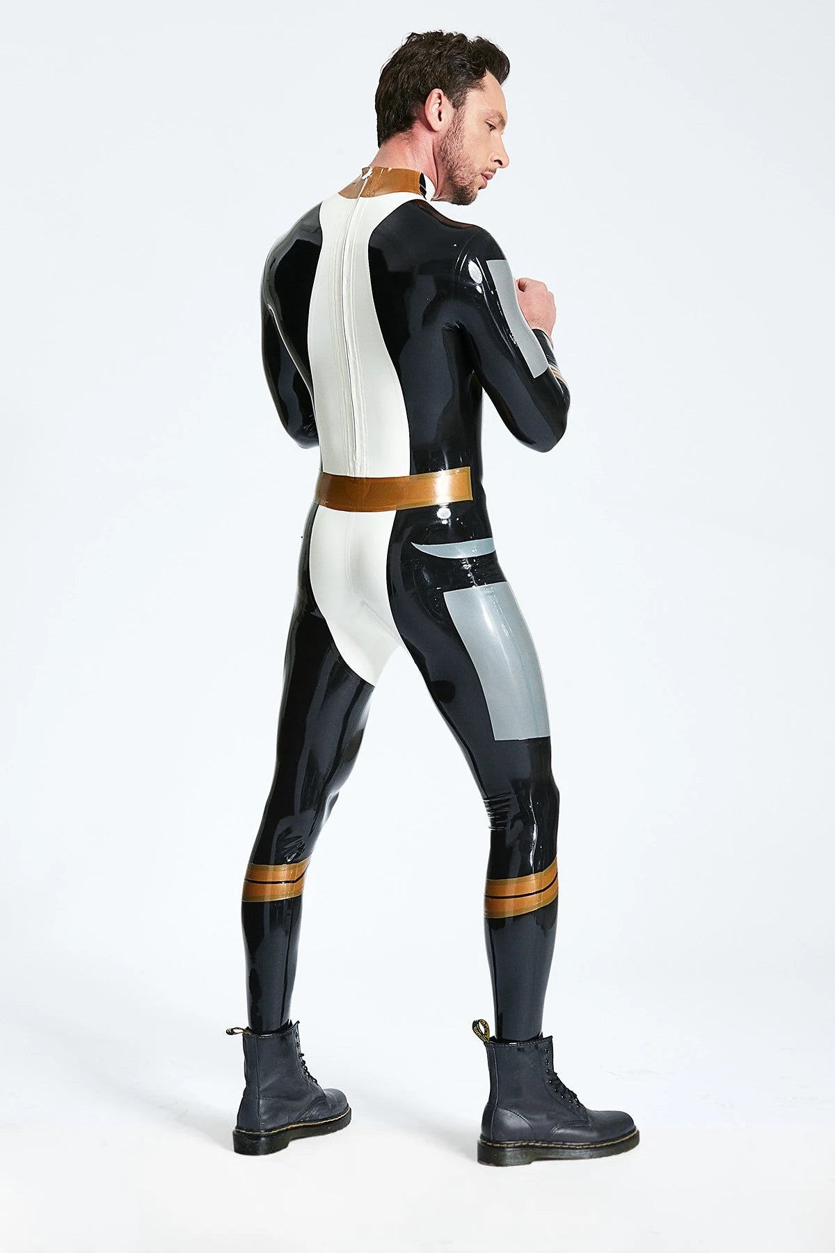 Pure White Male 'Centaurus' Latex Catsuit