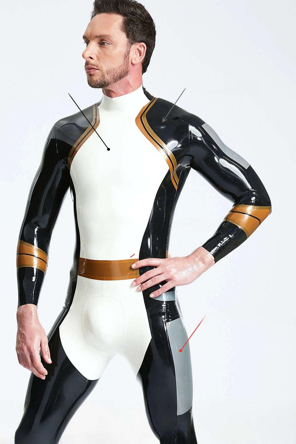 Pure White Male 'Centaurus' Latex Catsuit
