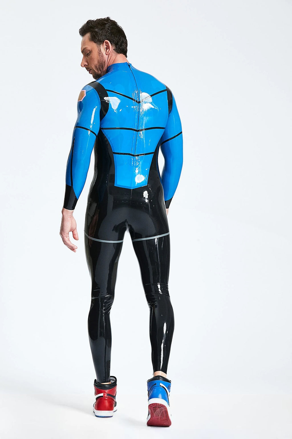 Middle Blue Male 'Cetus' Latex Catsuit