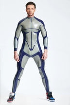 Metallic Silver Male 'Circinus' Latex Catsuit