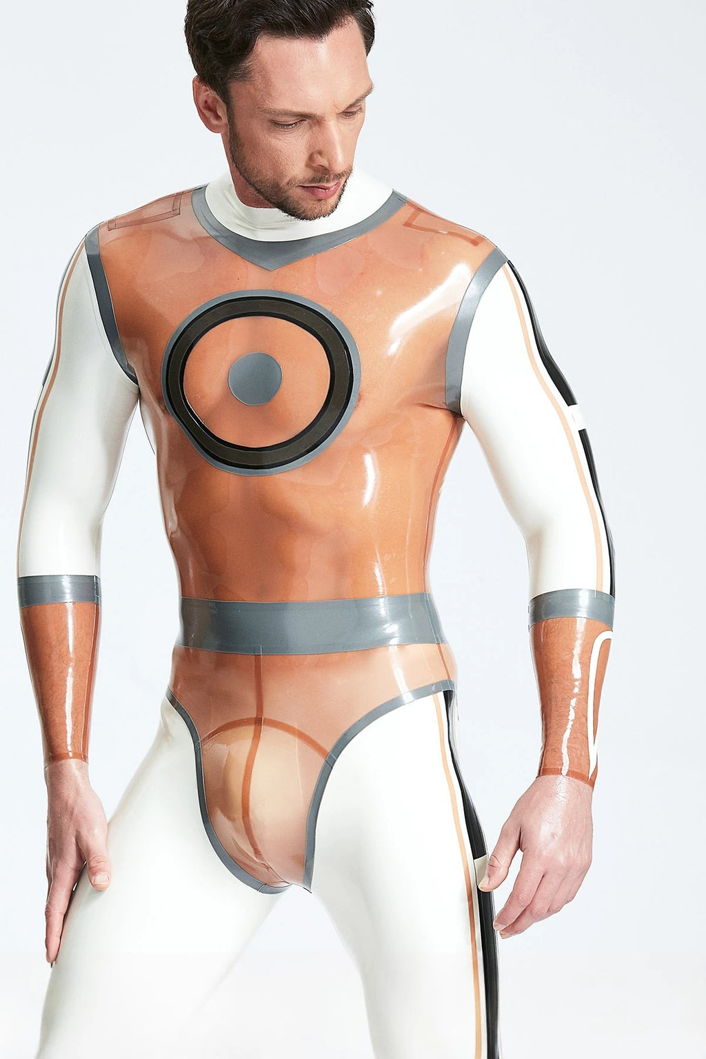 Transparent Brown Male 'Circle Of Life' Latex Catsuit