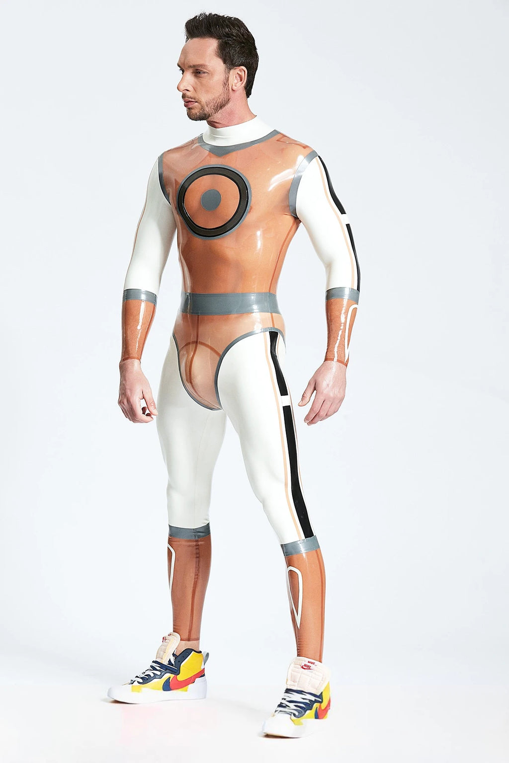 Transparent Brown Male 'Circle Of Life' Latex Catsuit