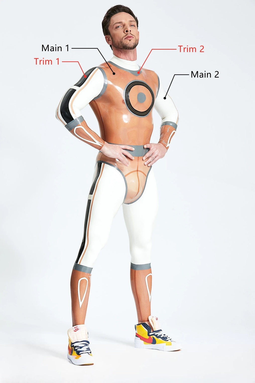 Transparent Brown Male 'Circle Of Life' Latex Catsuit