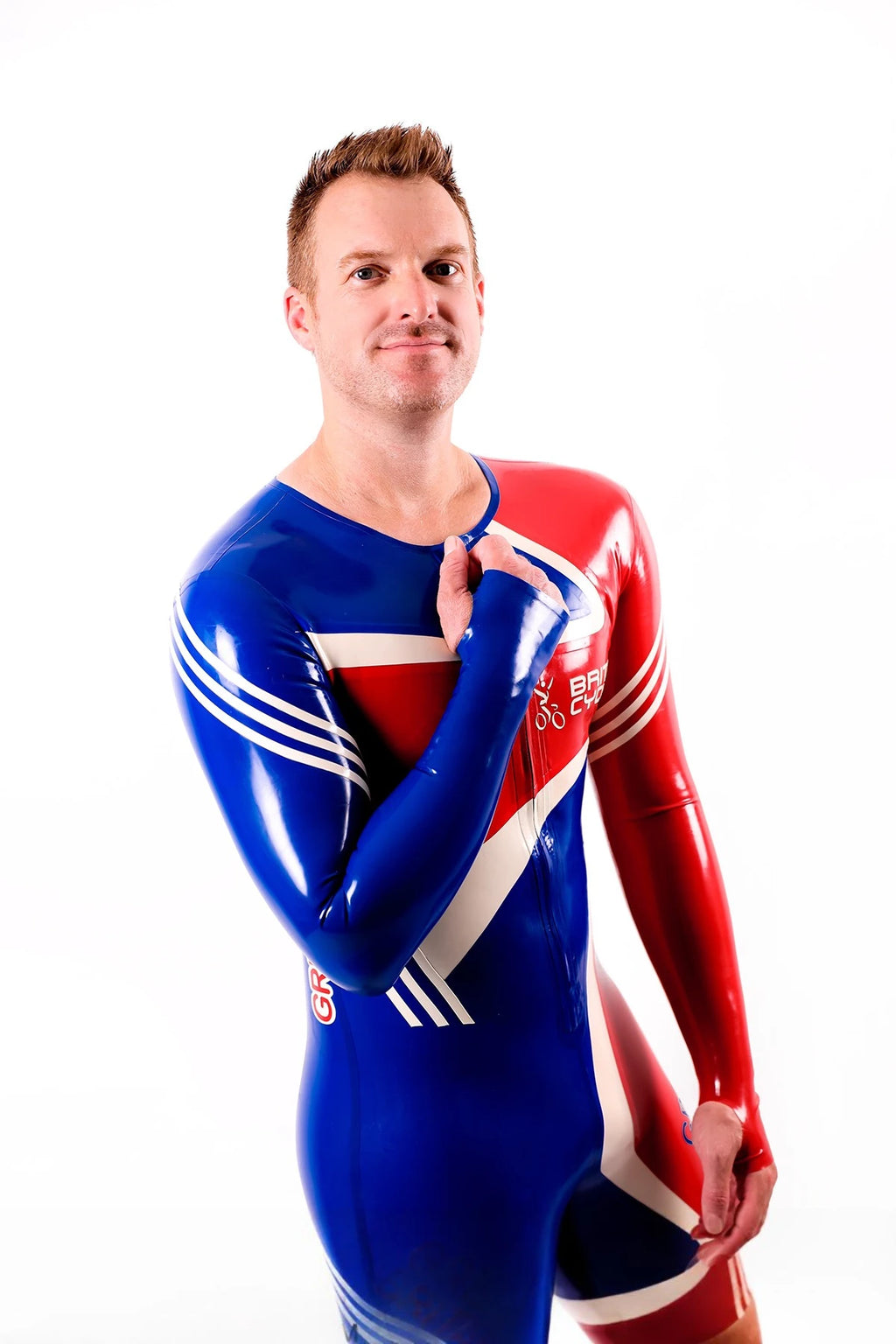 Red Male Cycling Latex Suit