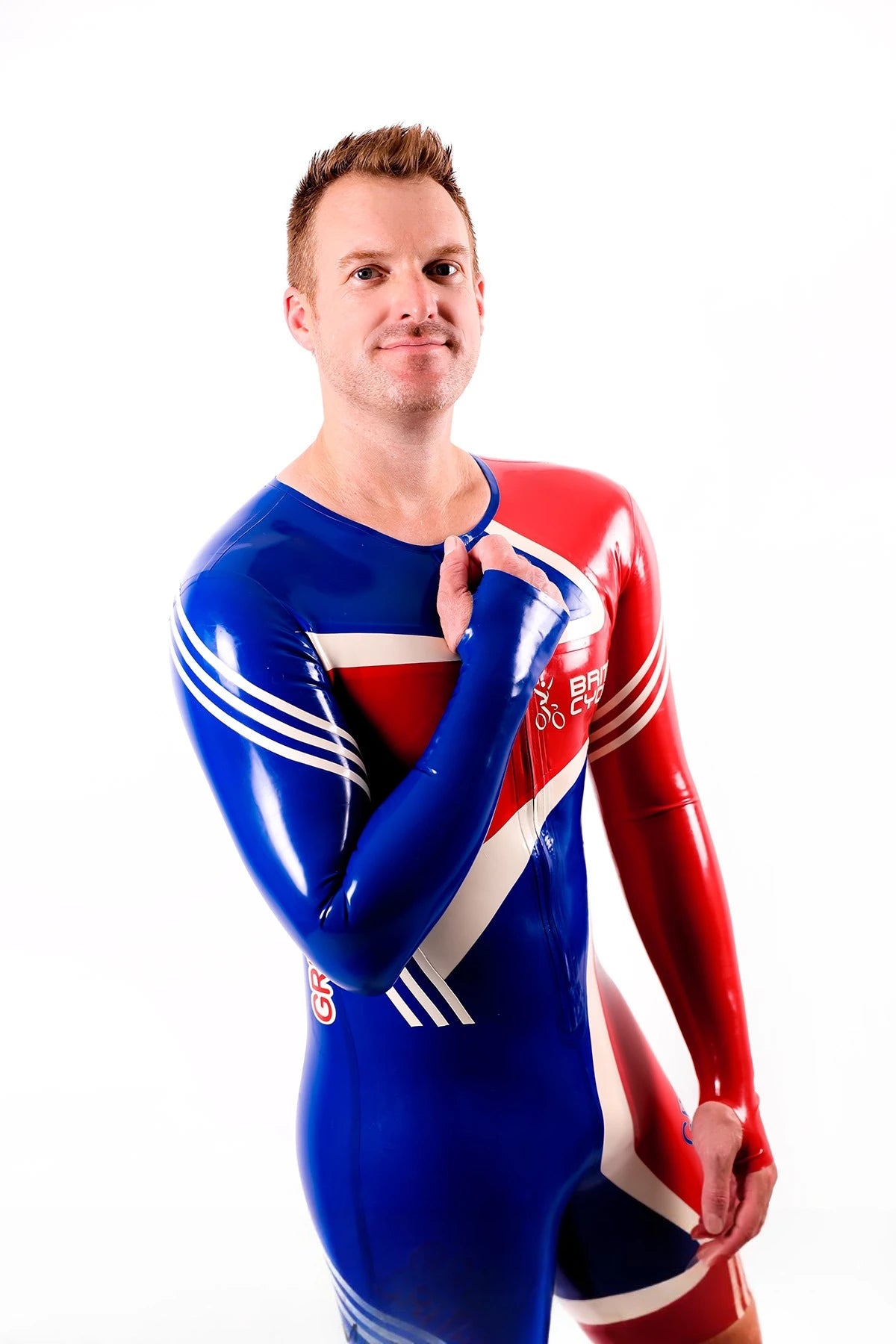 Red Male Cycling Latex Suit