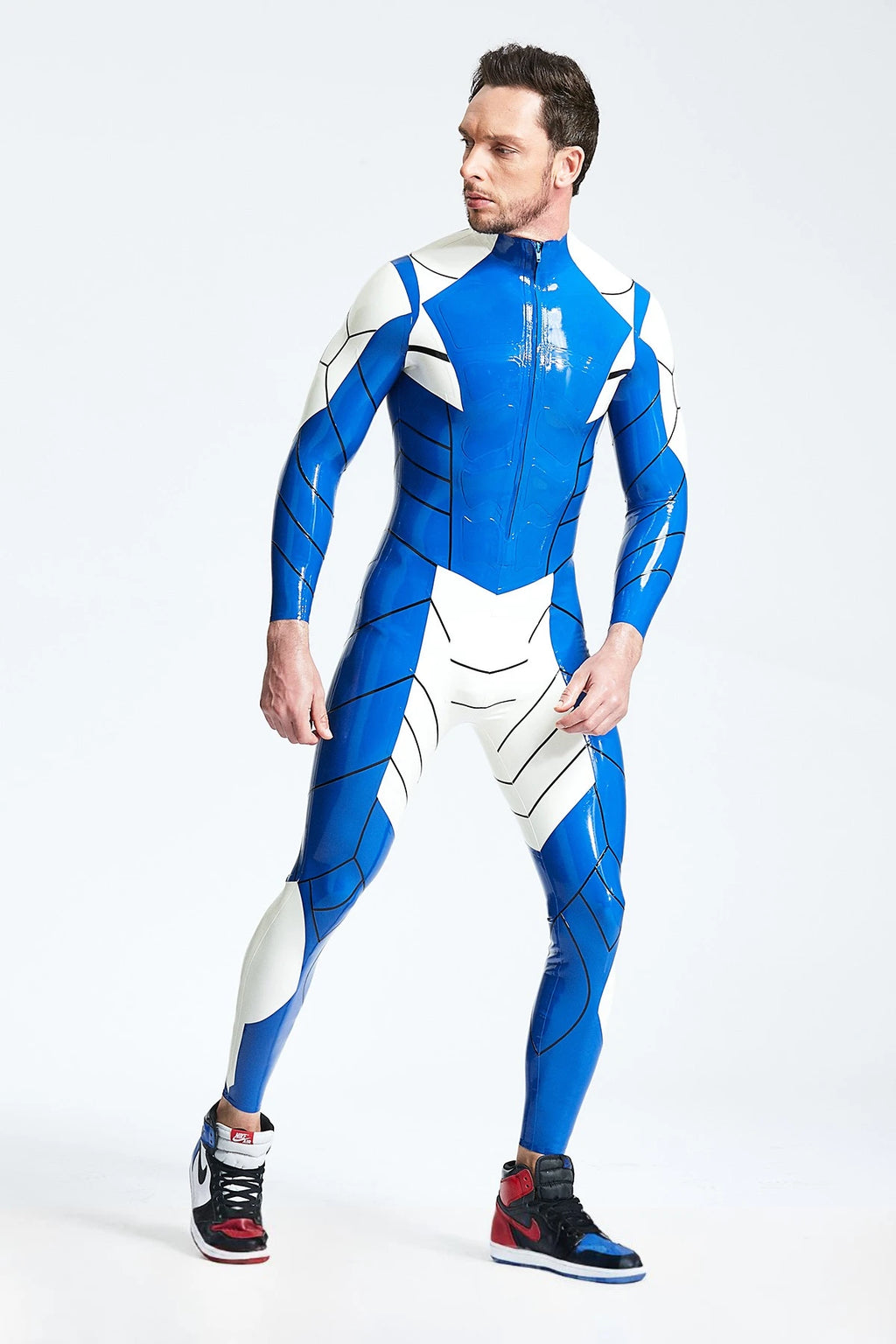 Middle Blue Male 'Cygnus' Latex Catsuit