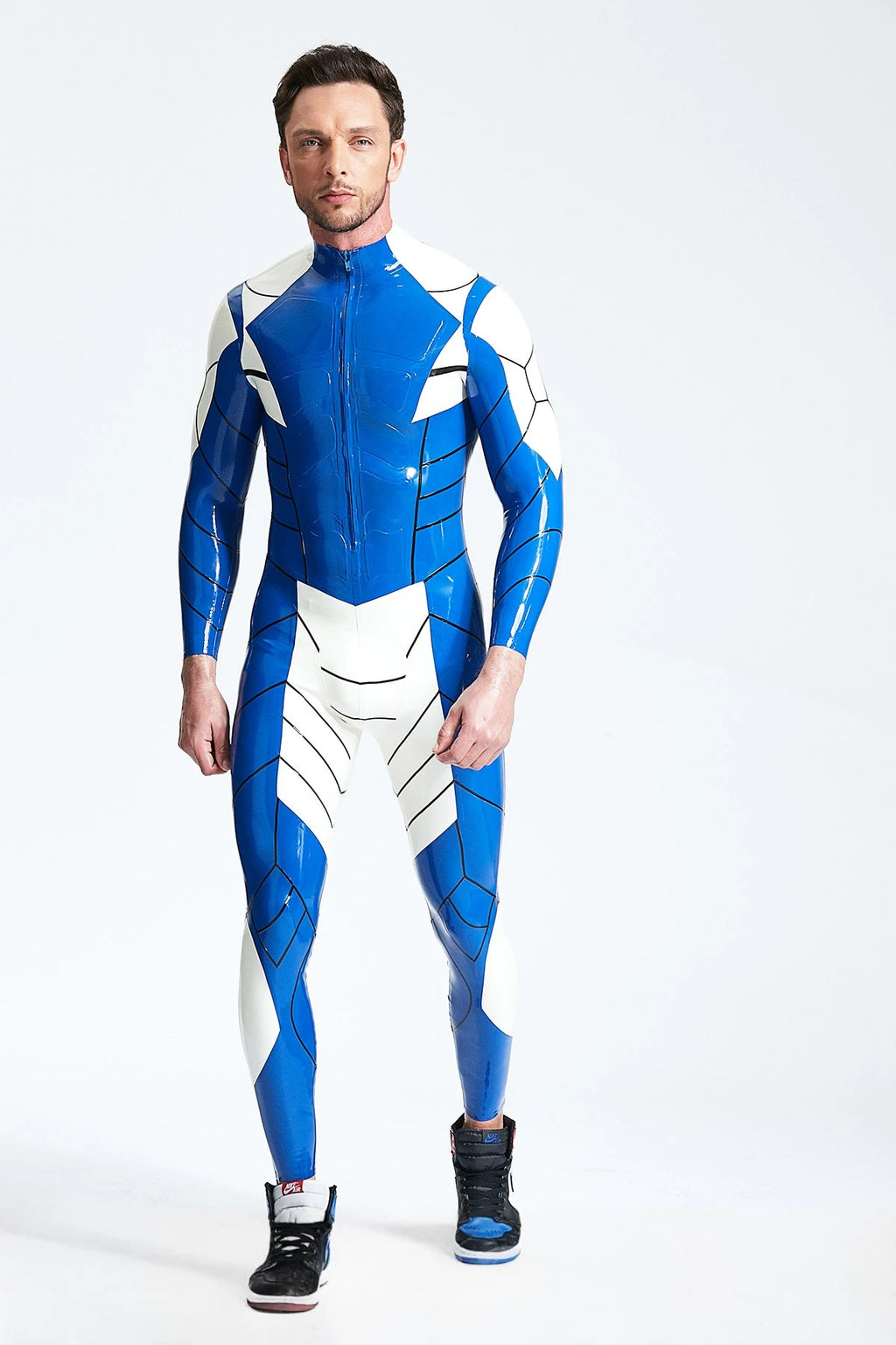 Middle Blue Male 'Cygnus' Latex Catsuit