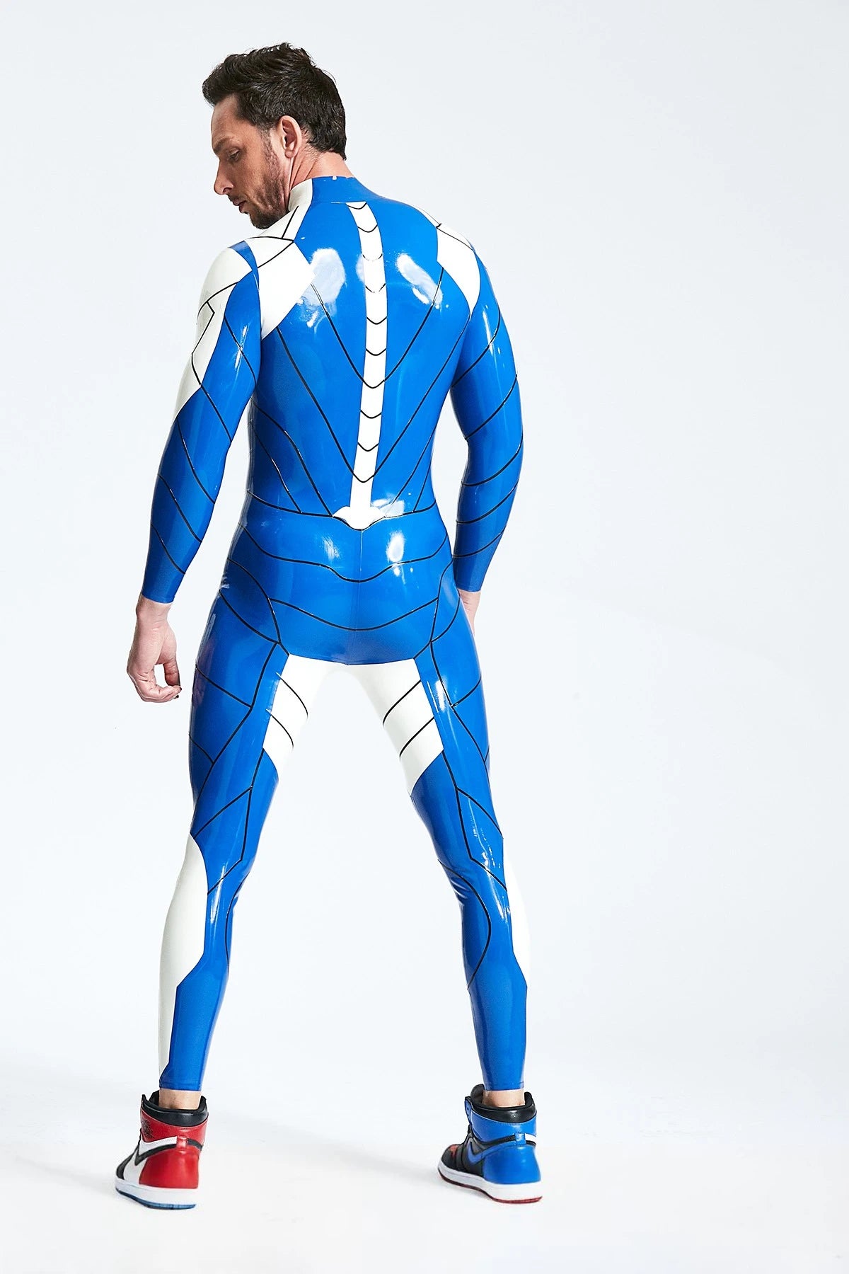Middle Blue Male 'Cygnus' Latex Catsuit
