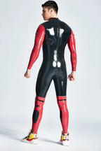 Black Male 'Defender' Back Zipper Latex Catsuit
