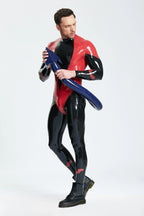 Red Male 'Devil-May-Care' Inflated Tail Latex Catsuit