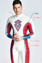 Pure White Male 'Diamond Duke' Back Zipper Latex Catsuit
