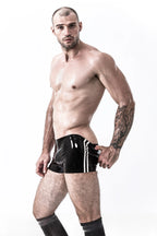 Black Male Latex Double Stripes Shorts