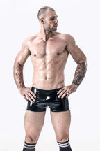 Black Male Latex Double Stripes Shorts