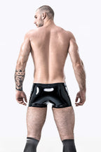 Black Male Latex Double Stripes Shorts