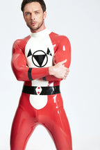 Red Male 'Drone' Back Zip Latex Catsuit