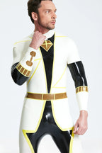 Cream White Male 'D-Votion' Latex Catsuit