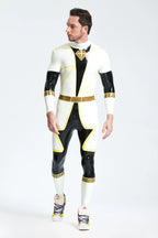 Cream White Male 'D-Votion' Latex Catsuit