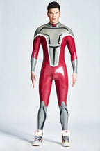 Metallic Red Male 'Dynamo' Back Zipper Latex Catsuit