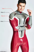 Metallic Red Male 'Dynamo' Back Zipper Latex Catsuit