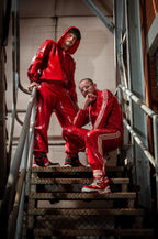 Red Male Elasticated Sports Tracksuit Latex Pants
