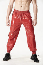 Red Male Elasticated Sports Tracksuit Latex Pants
