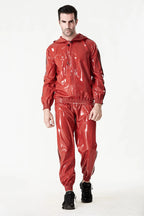 Red Male Elasticated Sports Tracksuit Latex Pants