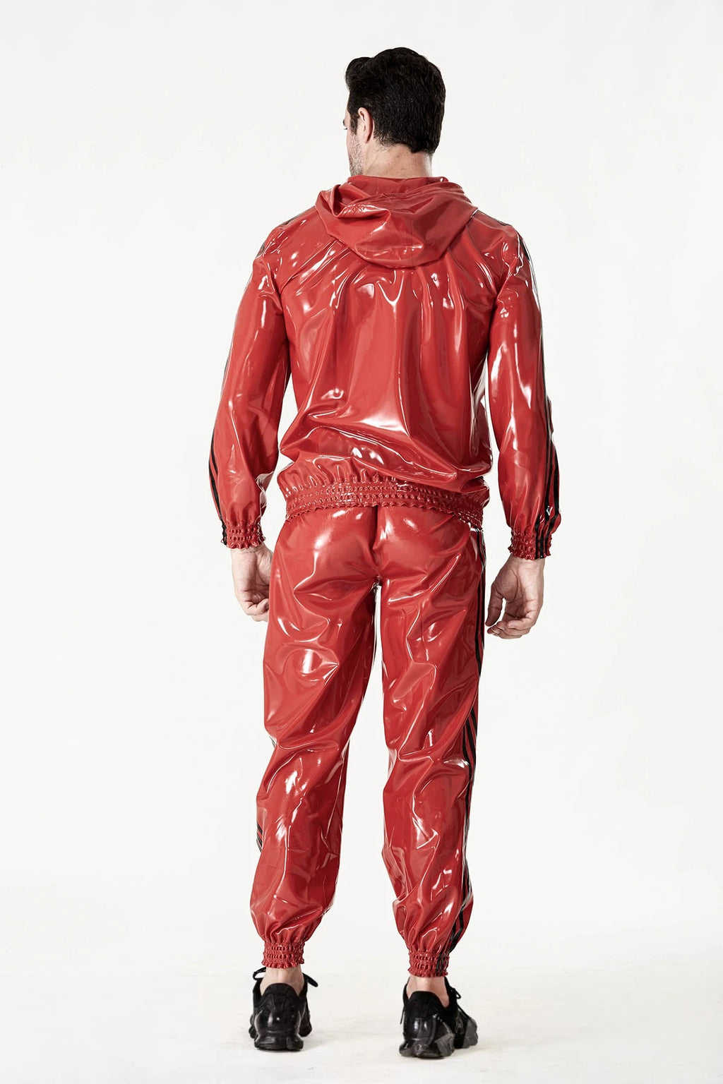 Red Male Elasticated Sports Tracksuit Latex Pants