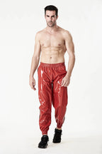Red Male Elasticated Sports Tracksuit Latex Pants
