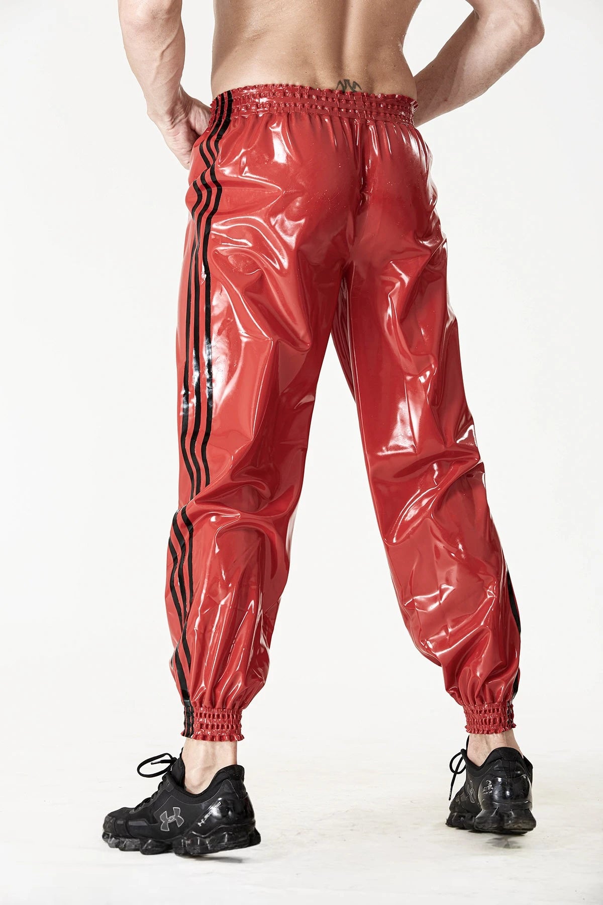 Red Male Elasticated Sports Tracksuit Latex Pants