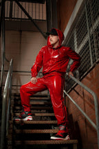 Red Male Elasticated Sports Tracksuit Latex Pants