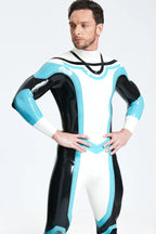 Pure White Male 'Elliptic' Latex Catsuit