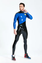 Black Male 'Flight Deck' Back Zip Latex Catsuit