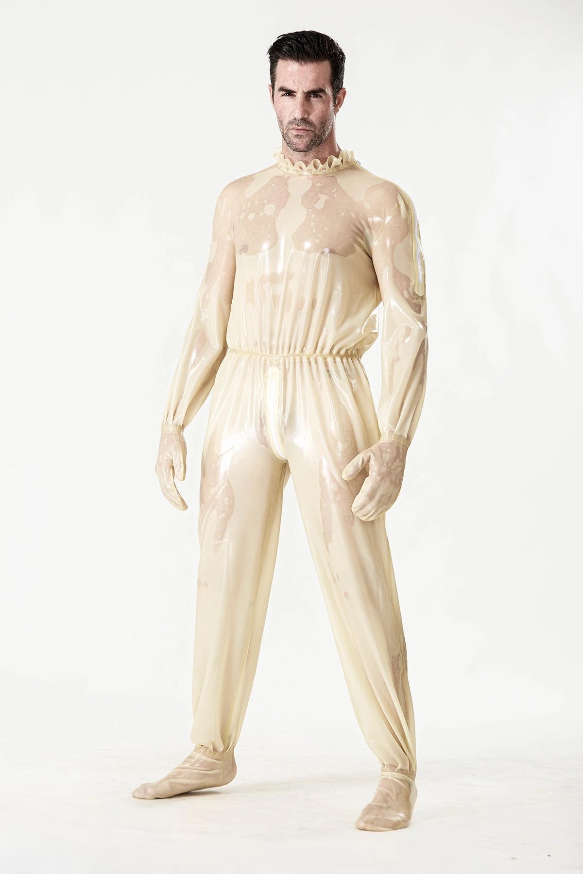 Translucent Natural Male 'Frivolous' Translucent Play Latex Suit