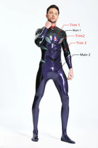 Metallic Pewter Male 'Galactic Nebular' Latex Catsuit With Feet