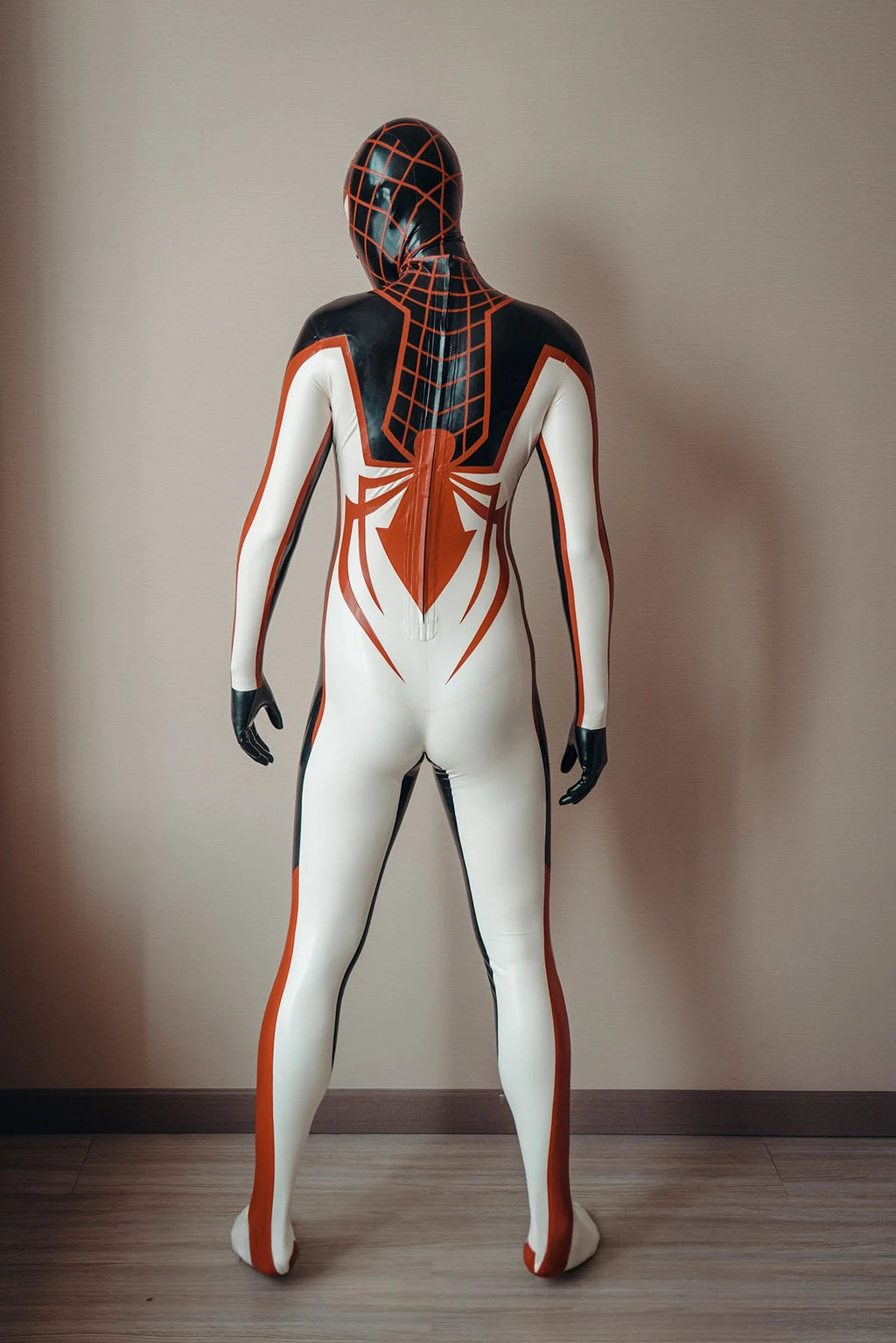 Pure White Male 'Goldenrod' Spidey Latex Catsuit