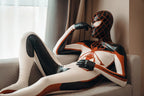 Pure White Male 'Goldenrod' Spidey Latex Catsuit