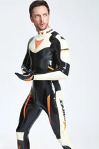 Black Latex Male 'GP-Moto' Catsuit With Feet and Gloves