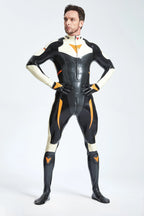 Black Latex Male 'GP-Moto' Catsuit With Feet and Gloves