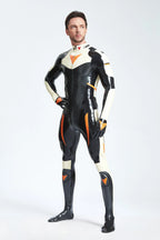 Black Latex Male 'GP-Moto' Catsuit With Feet and Gloves